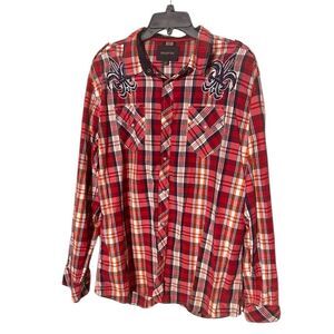 Ring of Fire shirt - red plaid - XXL